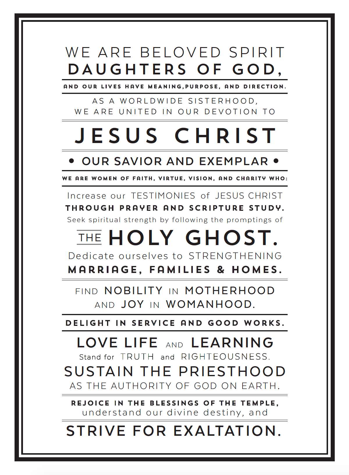 Relief Society Declaration Black and White Print, , large image number 0