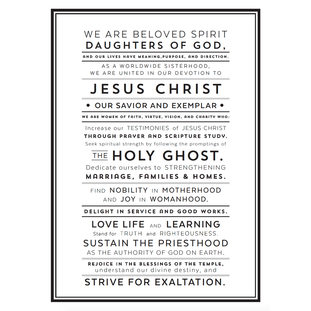 Relief Society Declaration Black and White Print, , large image number 0