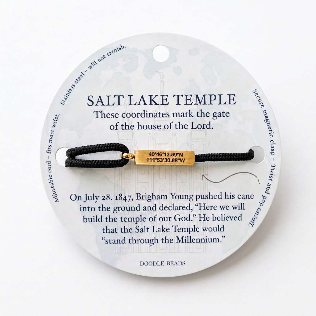 Salt Lake City Temple Coordinates Graphite Bracelet