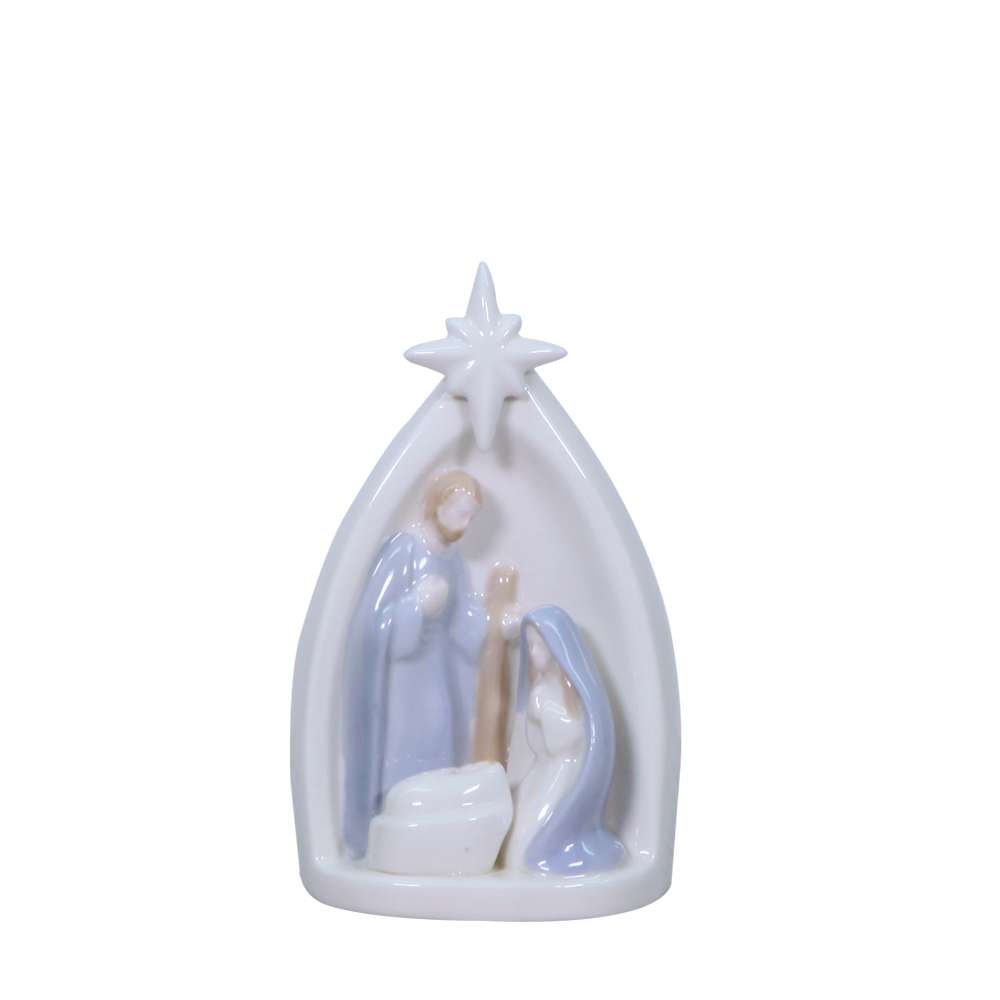 Blue and White Holy Family Ceramic Nativity