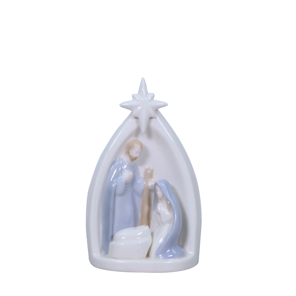 Blue and White Holy Family Ceramic Nativity