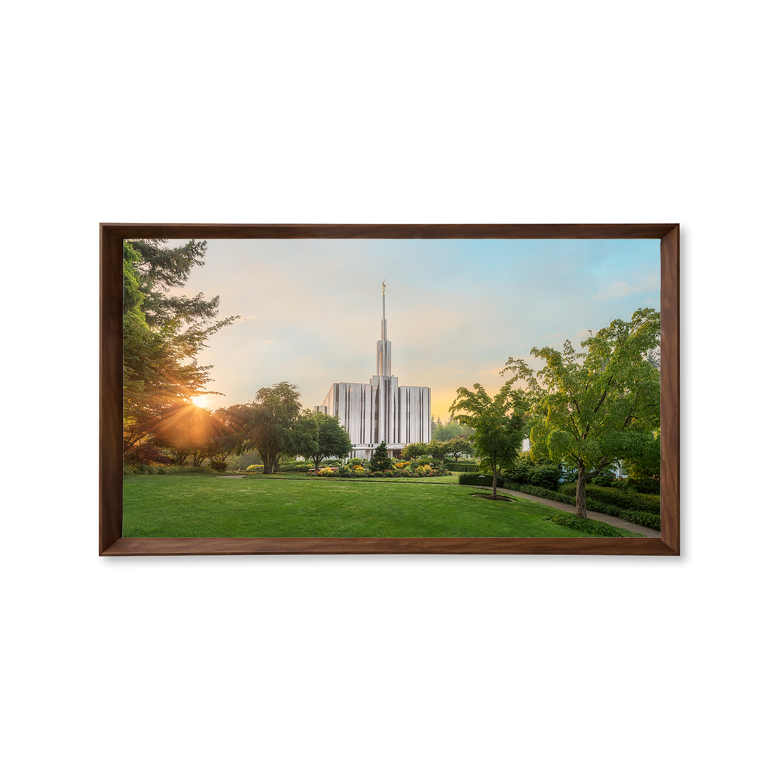 Seattle Washington Temple, Fire of the Covenant Series (25x43 Framed Canvas Print)