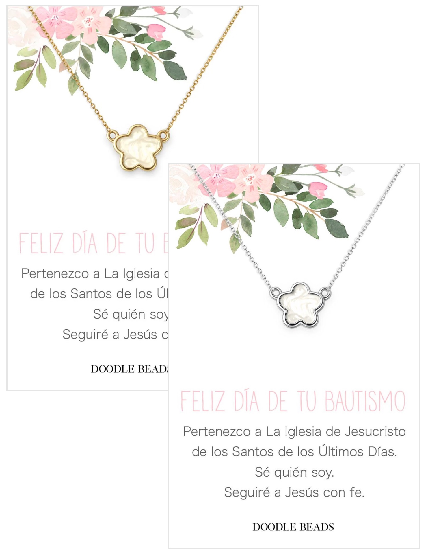 Spanish Happy Baptism Flower Necklace