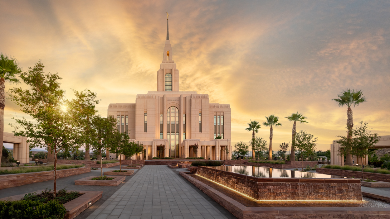 Red Cliffs Utah Temple, Fire of the Covenant Series (25x43 Framed Canvas Print), , large