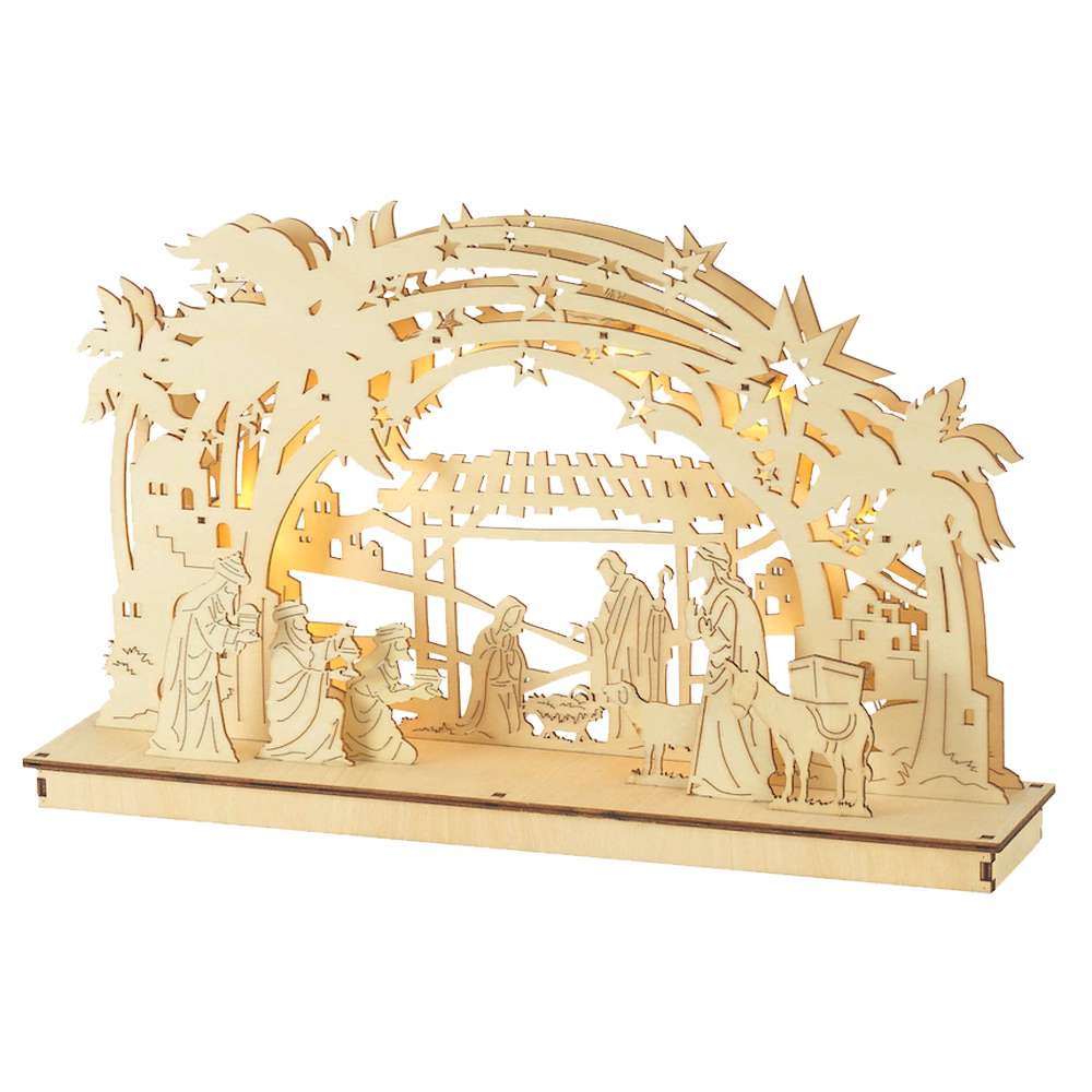 Light-up Silhouette Wood Nativity Scene, , large image number 0