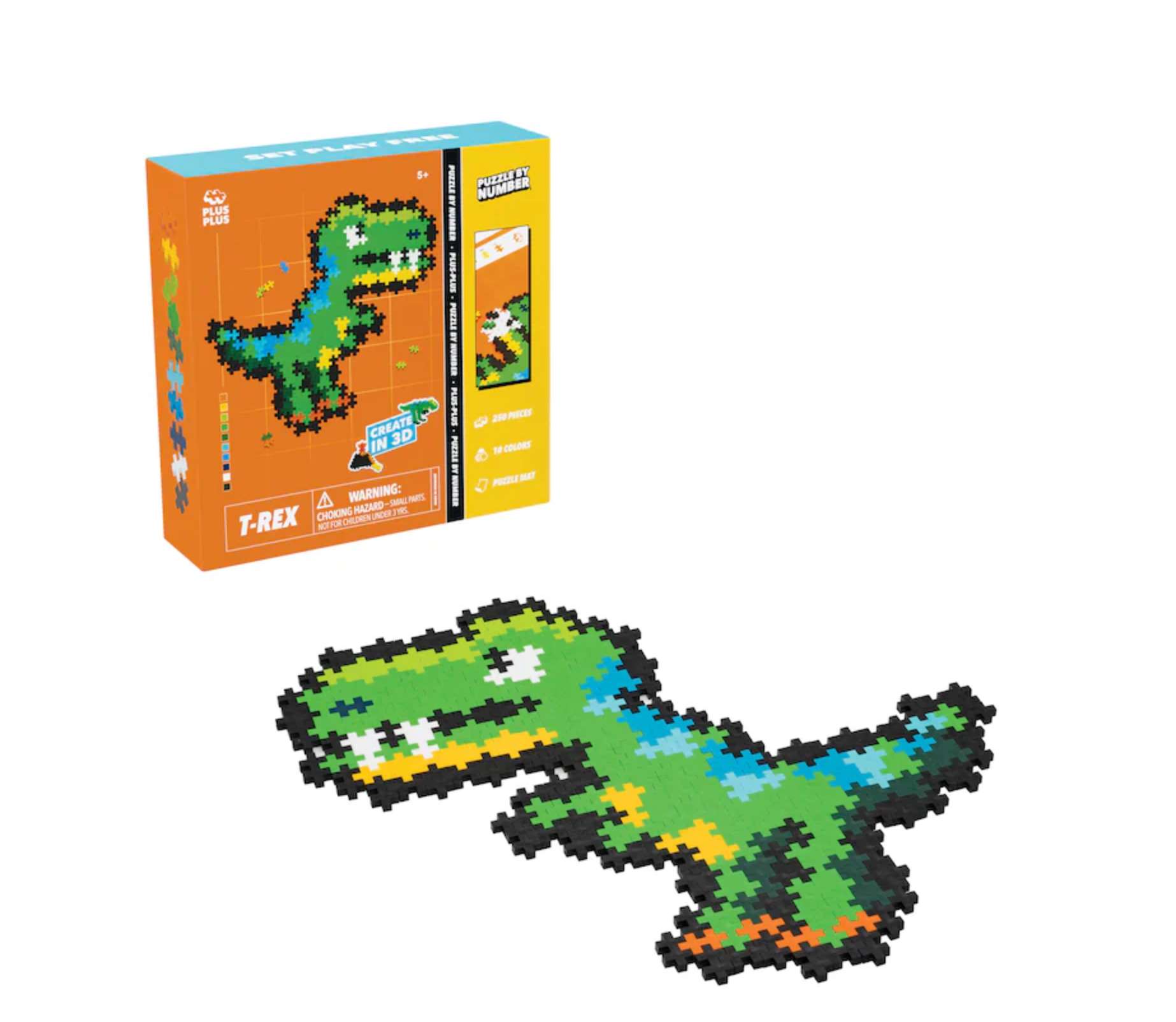 Plus Plus Puzzle By Number T-Rex 250 Piece