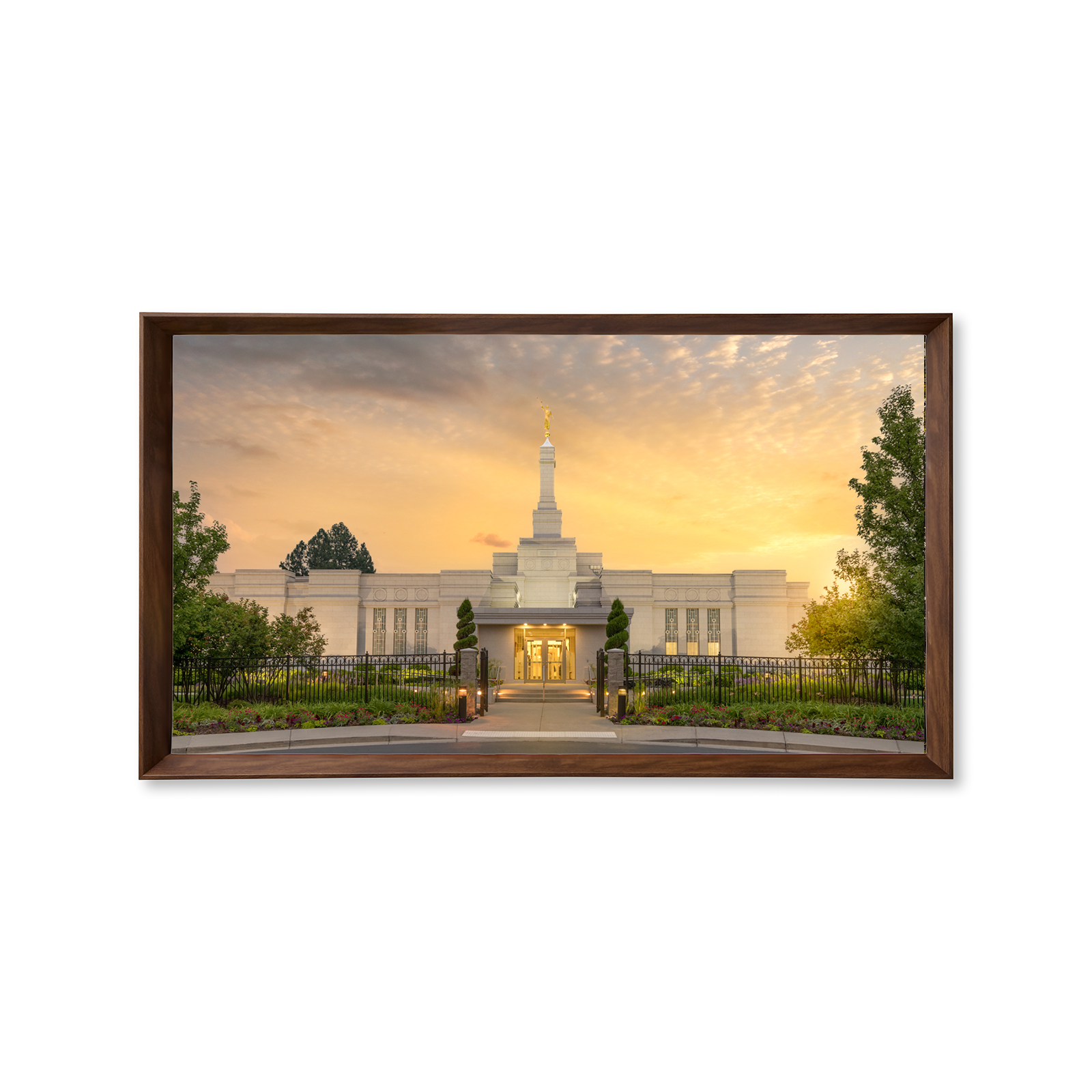 Spokane Washington Temple, Fire of the Covenant Series (25x43 Framed Canvas Print)
