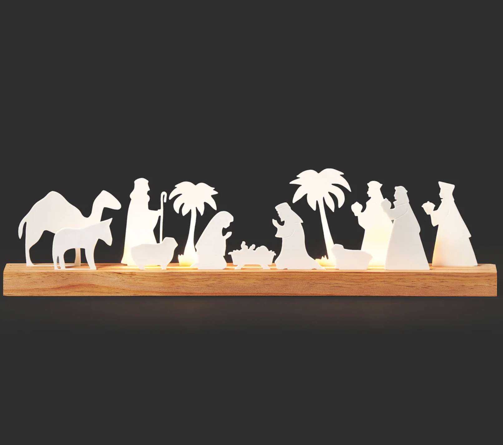 Light-up Wood Nativity with Base