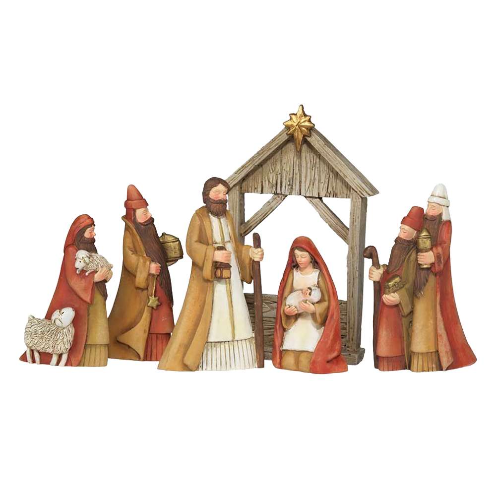 Slim Mantlepiece Resin Nativity Set, , large image number 0