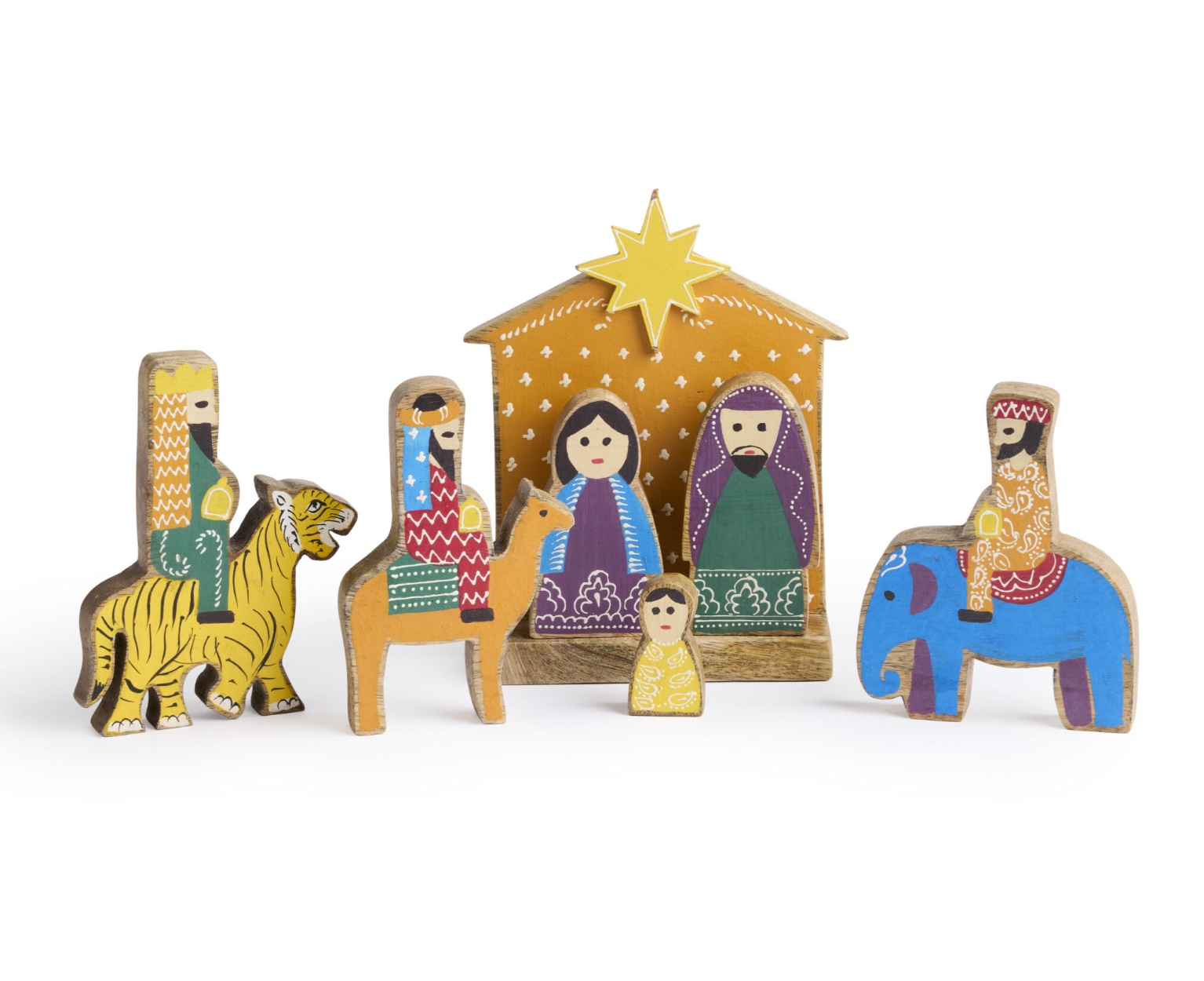 India Mango Wood Nativity