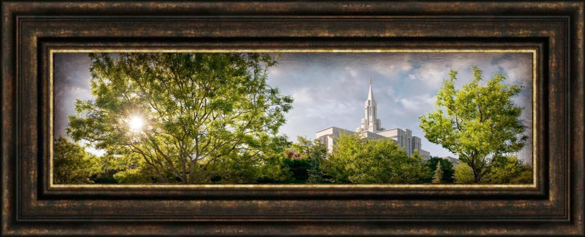Bountiful Temple, the Day Dawn is Breaking (19x48 Canvas Framed Art)