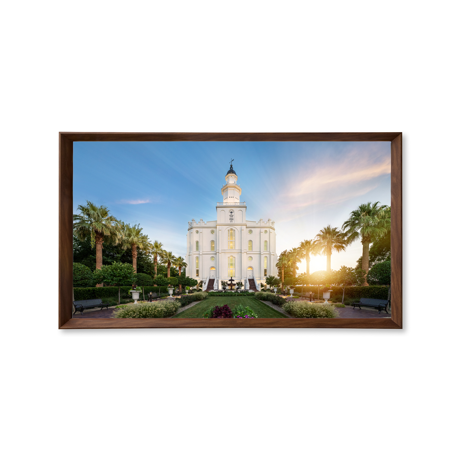 St. George Utah Temple, Fire of the Covenant Series (25x43 Framed Canvas Print)