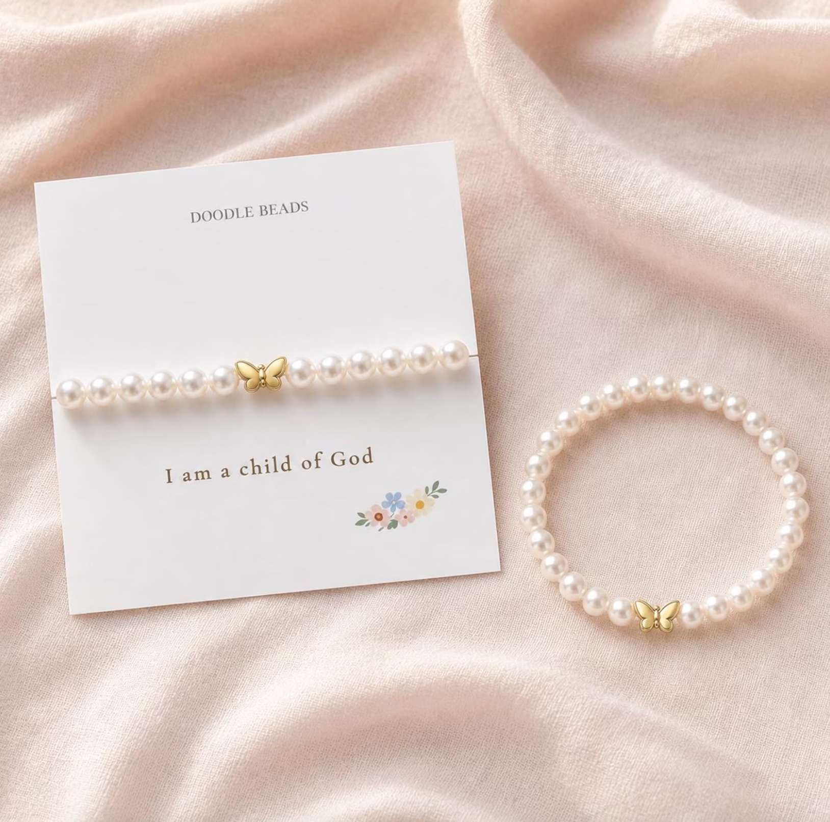 I Am a Child of God Butterfly Pearl Bracelet, , large image number 3