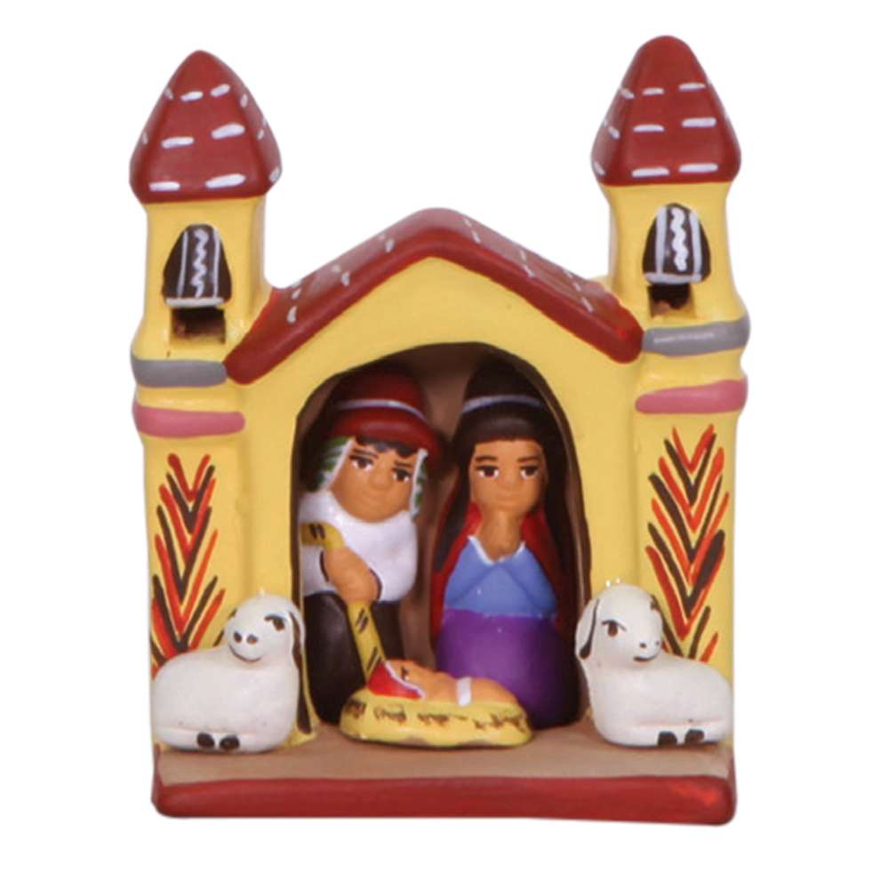 Peruvian Holy Family Ceramic Nativity with Sheep, , large image number 0
