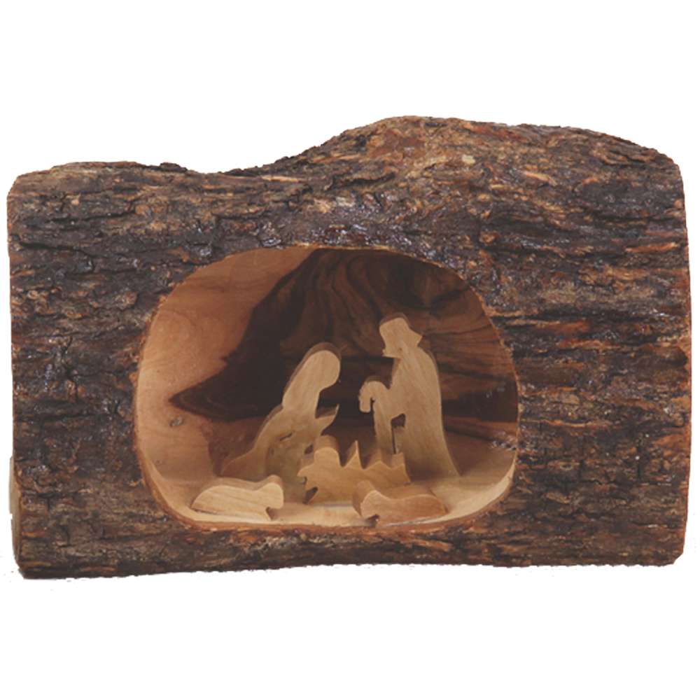 Mini Jerusalem Log Nativity Grotto