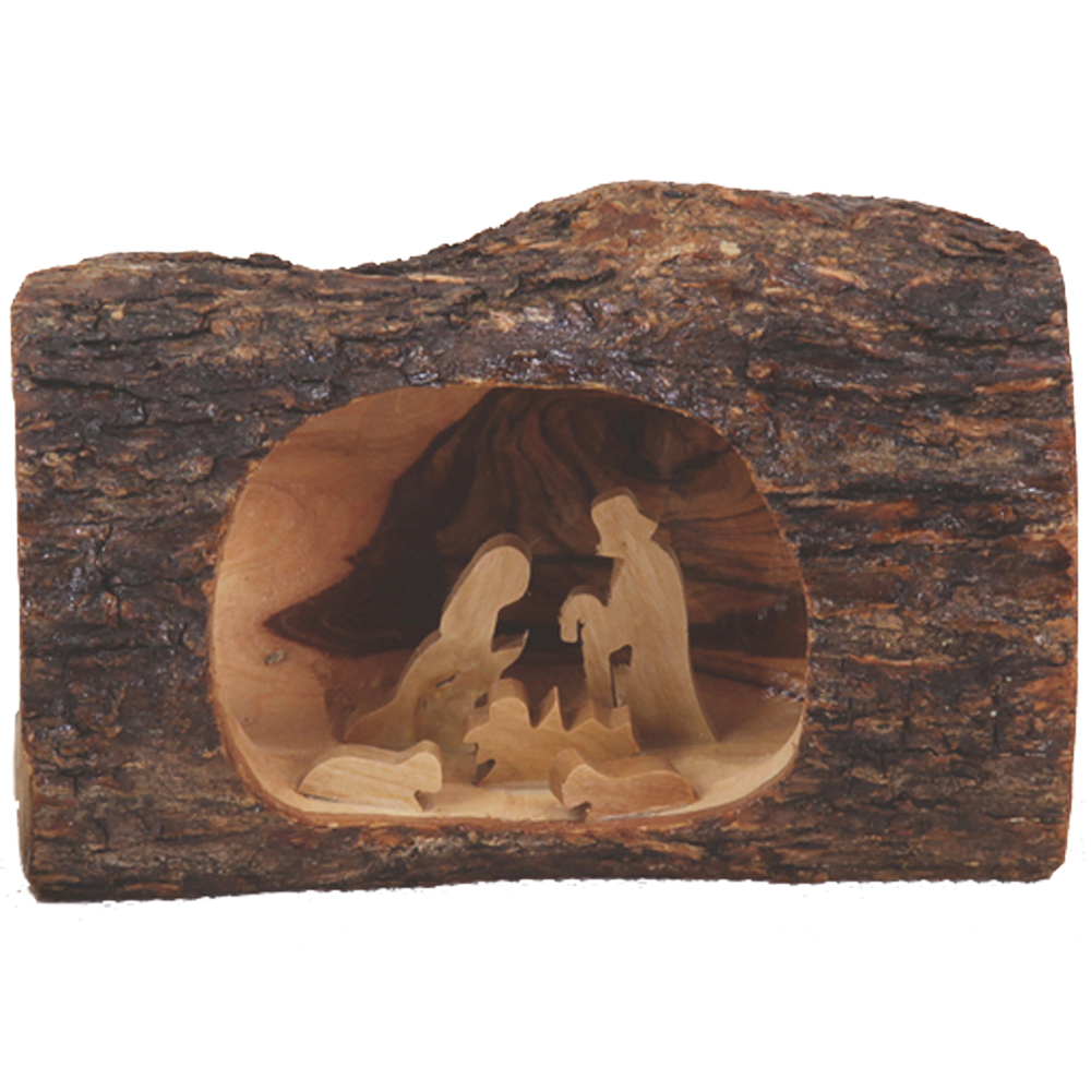 Mini Jerusalem Log Nativity Grotto