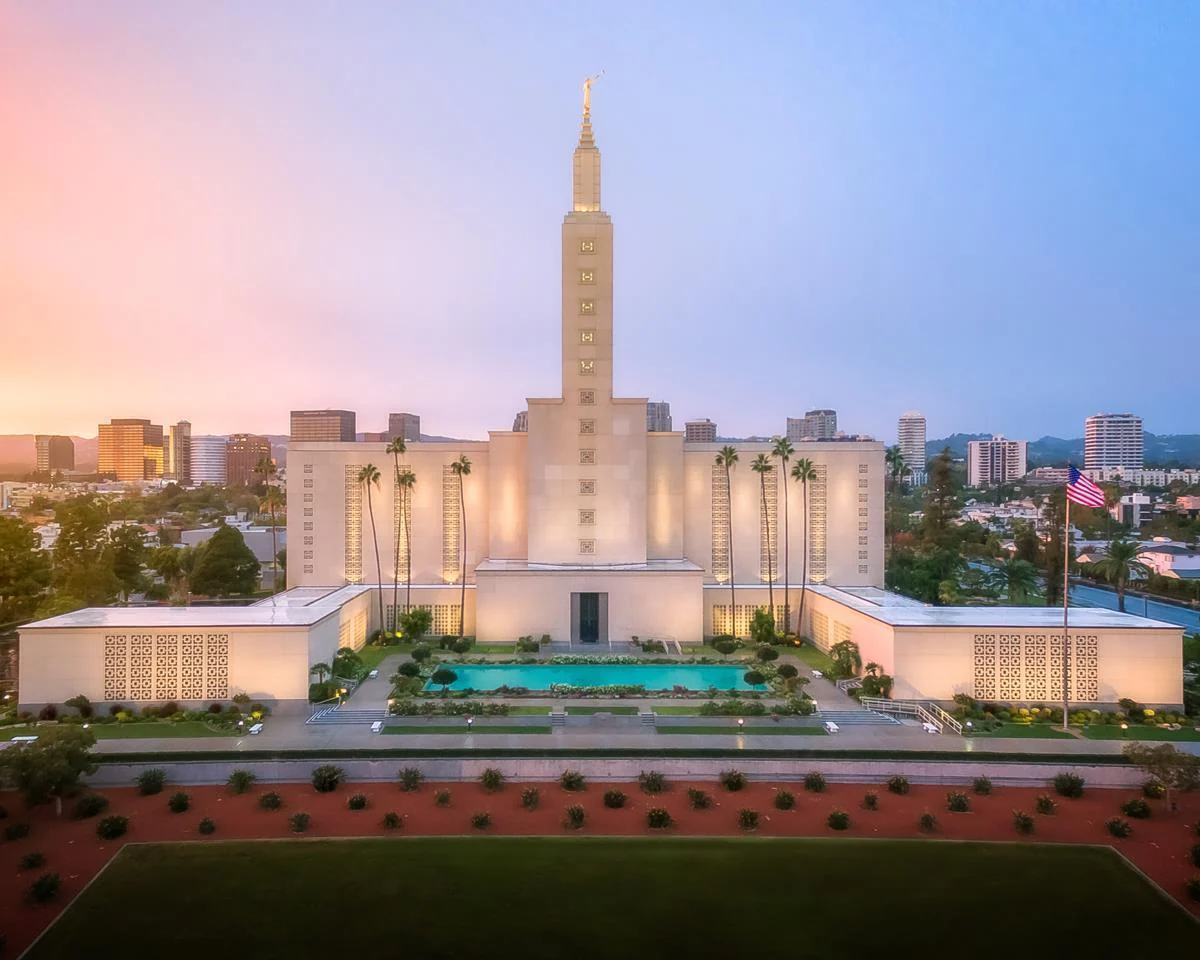 Los Angeles Temple From On High (23x38 Framed Canvas Giclee), , large image number 2