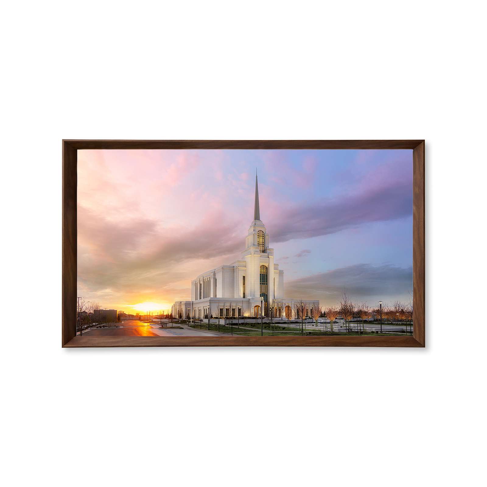 Syracuse Utah Temple, Fire of the Covenant Series (25x43 Framed Canvas Print)
