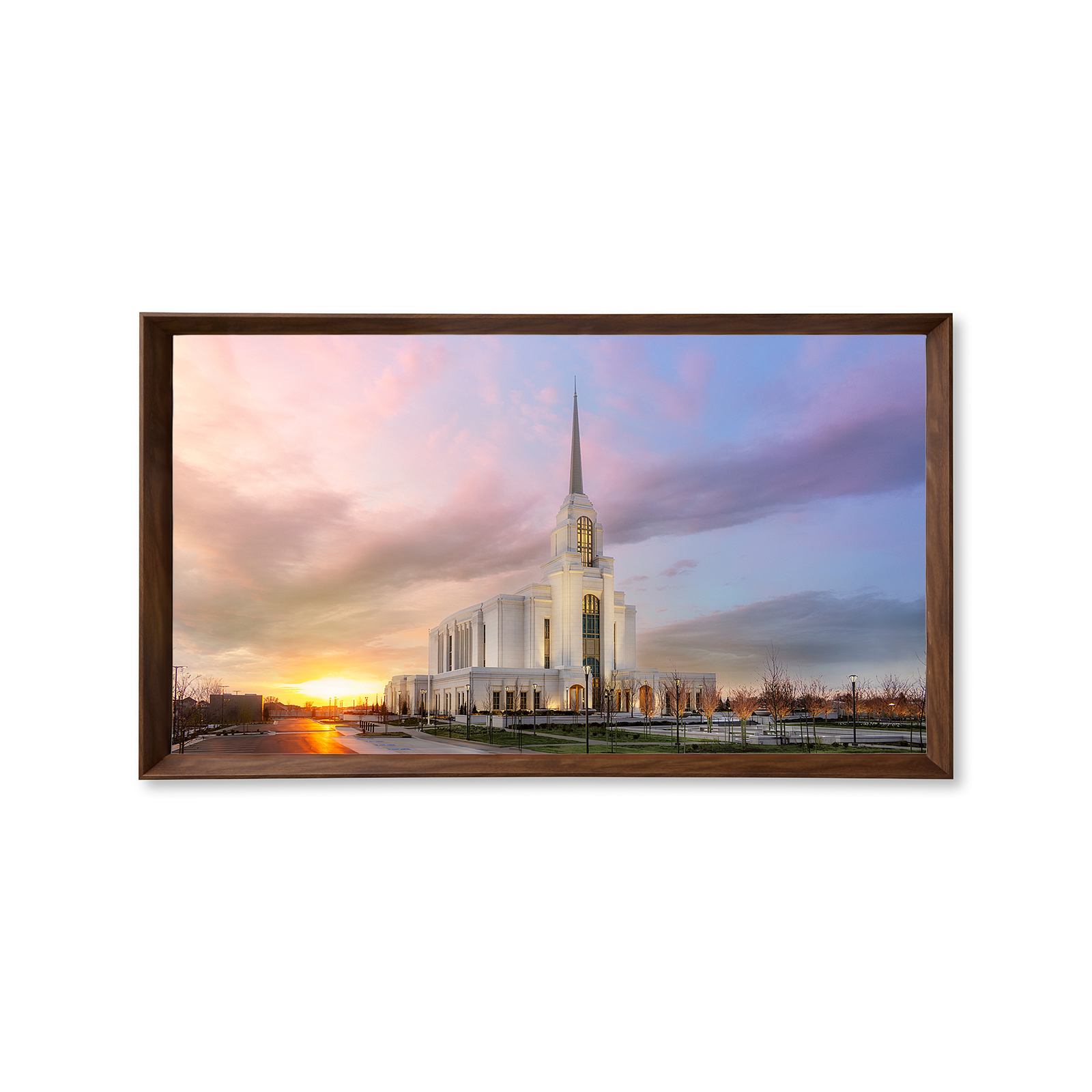 Syracuse Utah Temple, Fire of the Covenant Series (25x43 Framed Canvas Print)