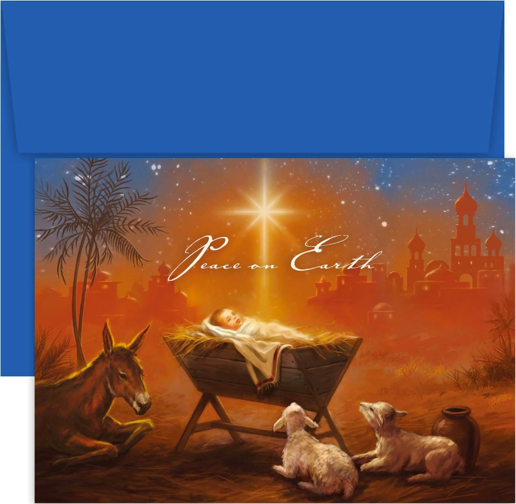 Baby Jesus with Animals Christmas Cards, , large