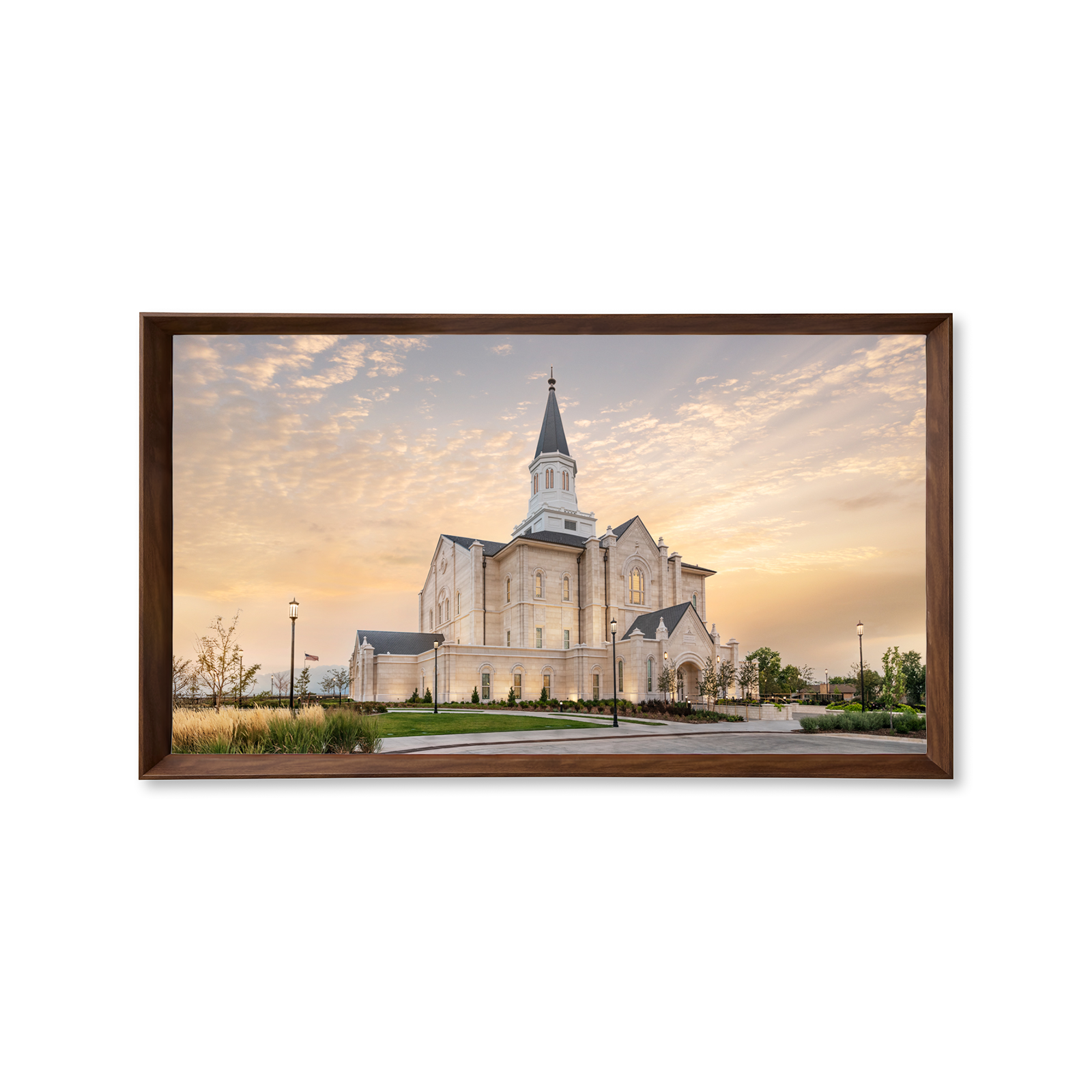 Taylorsville Utah Temple, Fire of the Covenant Series (25x43 Framed Canvas Print)
