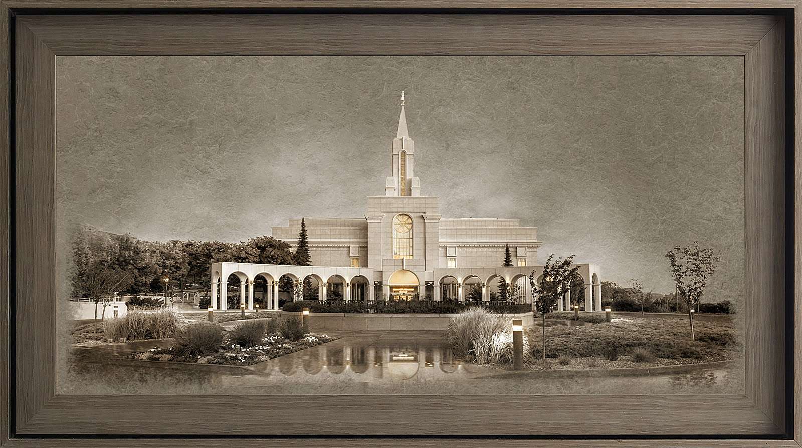 Bountiful Utah Temple, Gray Wood (22x39 Framed Textured Paper), , large image number 0