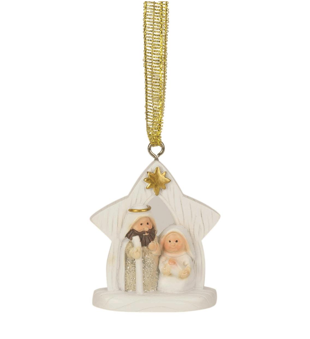 Holy Family in Creche Glitter Ornament, , large