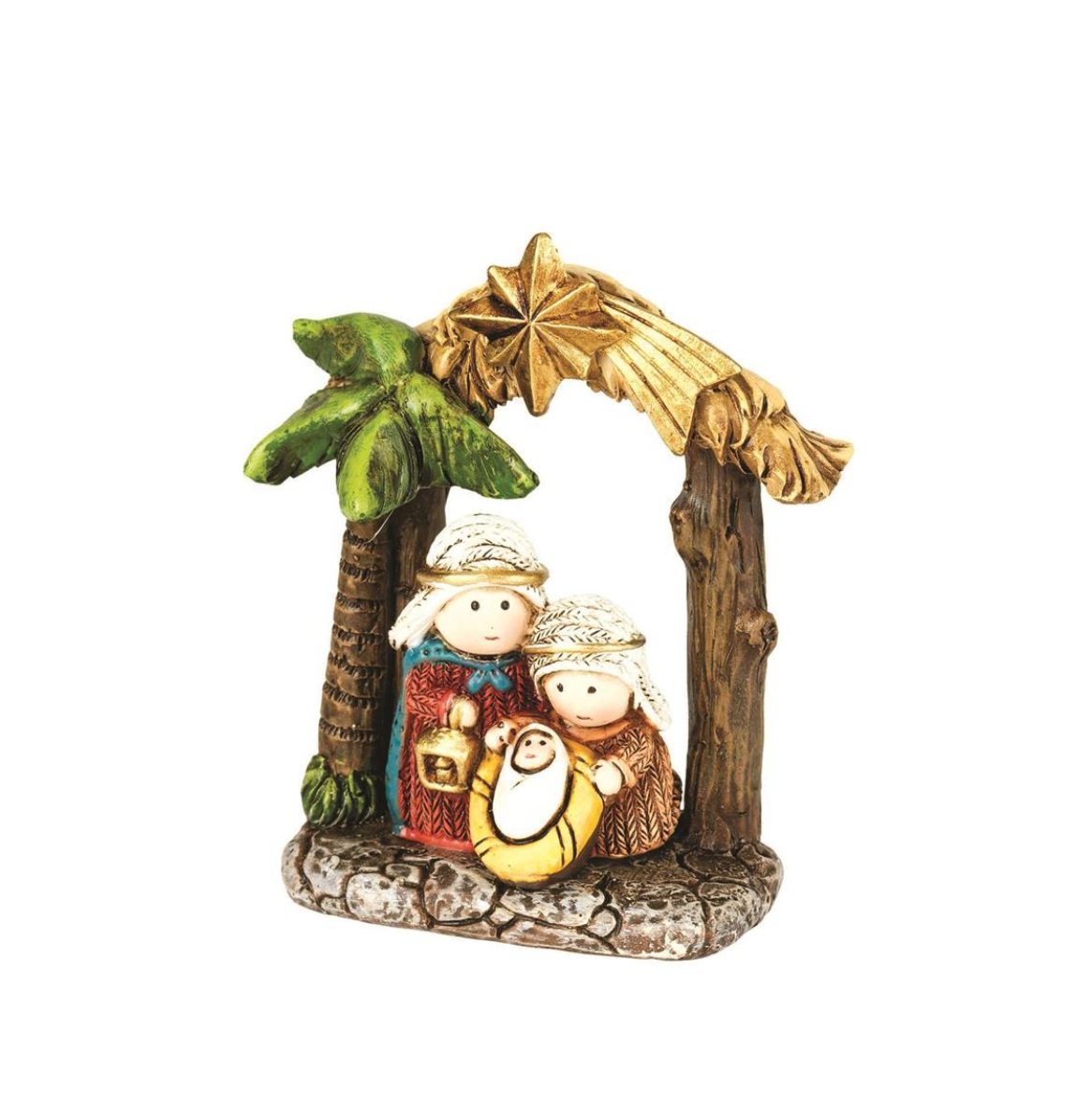 Holy Family Palm Creche Resin Nativity Figurine