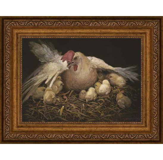 I Would Gather Thee (9x7 Framed Canvas)