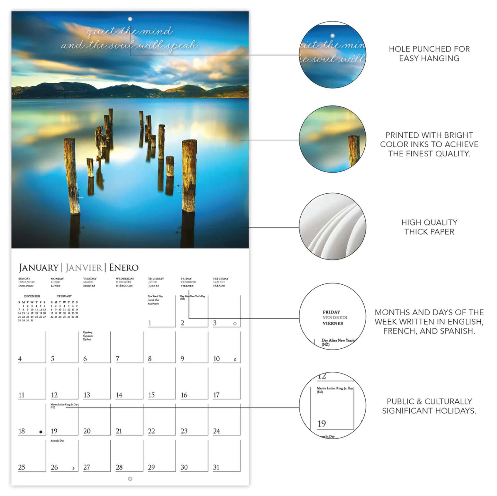 2026 Serenity Wall Calendar, , large image number 1
