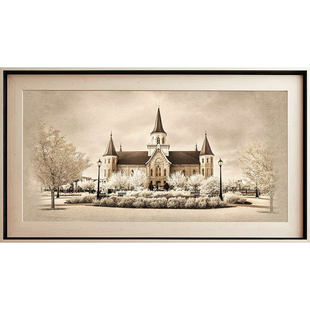 Provo City Center Utah Temple, Light Wood (22x39 Framed Textured Paper)