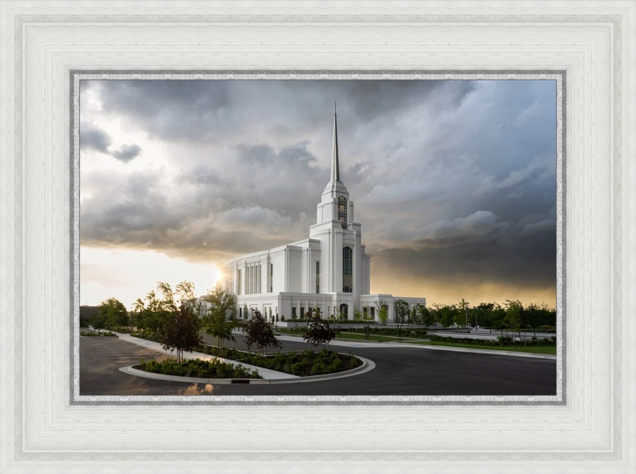 Syracuse Utah Temple - Safety in the Storm (18x24 Framed Canvas Print)