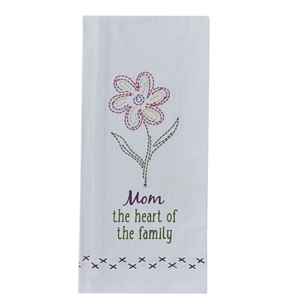 Mom Heart of Family Dishtowel,  Mom Heart of Family Dishtowel