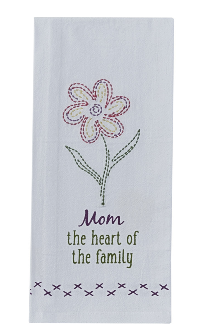 Mom Heart of Family Dishtowel