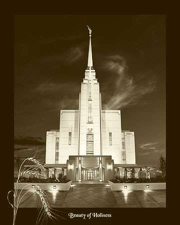 Rexburg Idaho Temple - Beauty of Holiness Sepia Print