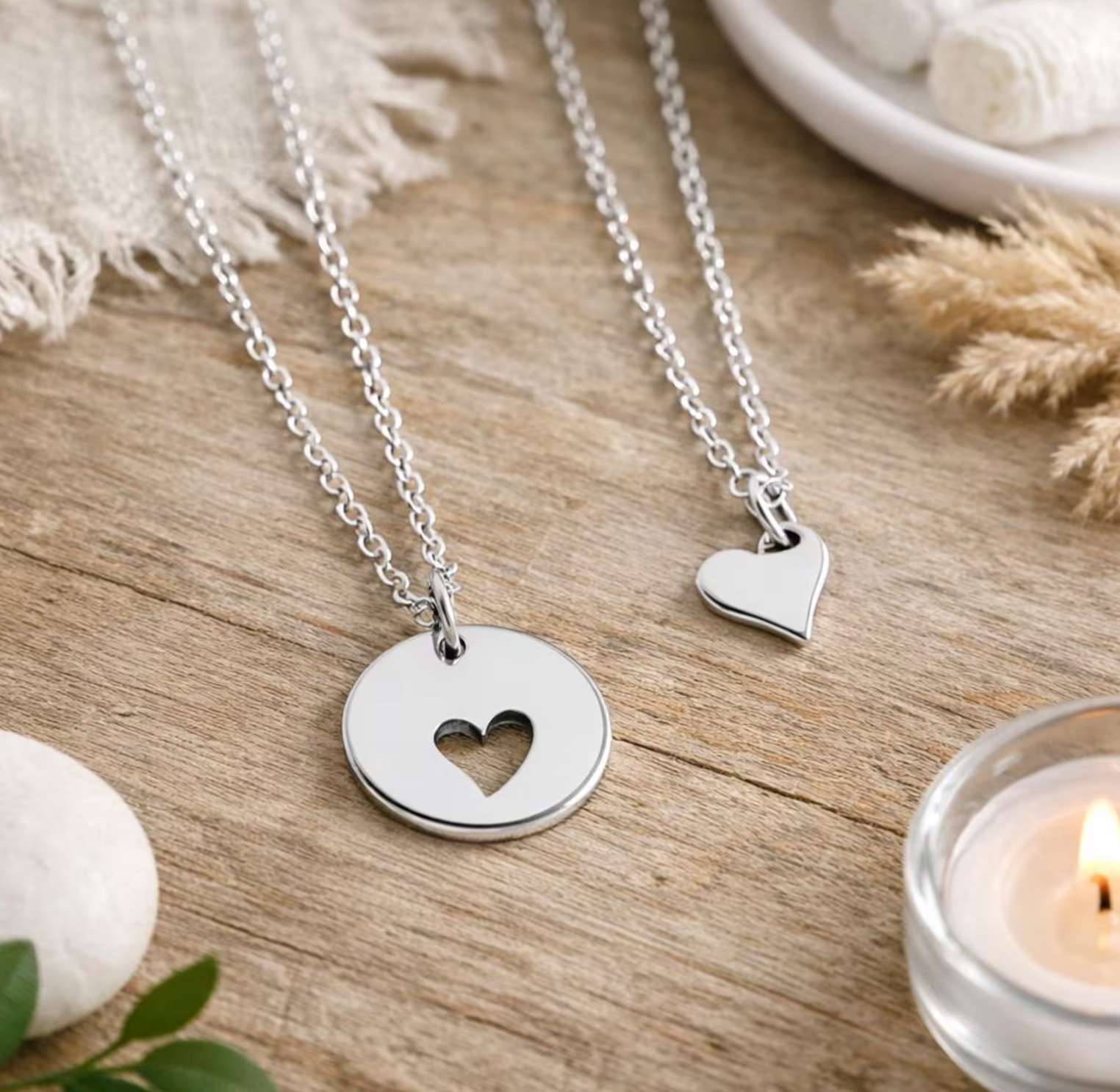 Mother and Daughter Heart Necklace, , large image number 2