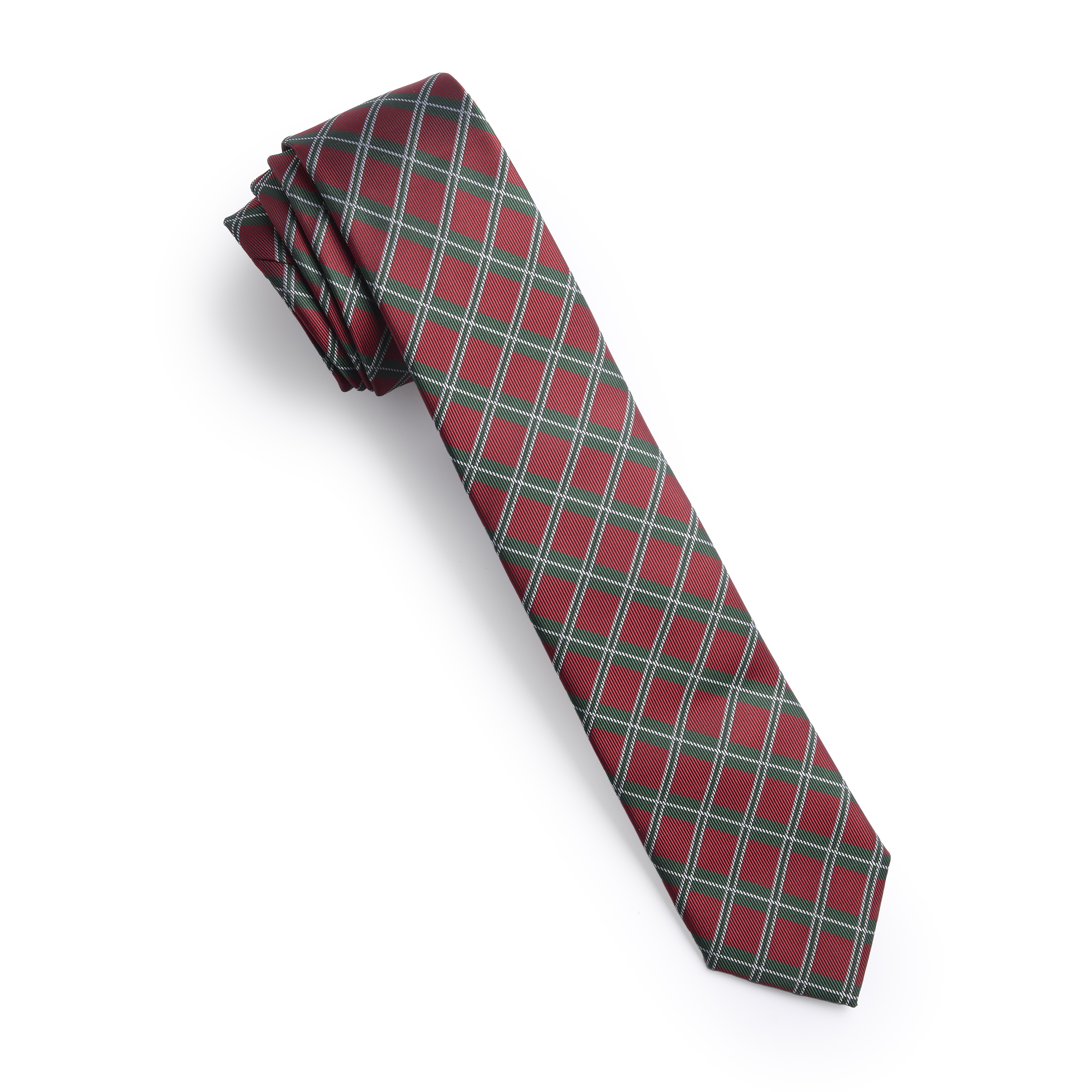 Men's Christmas Plaid Polyester Necktie