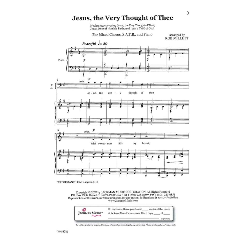 Jesus the Very Thought of Thee, , large