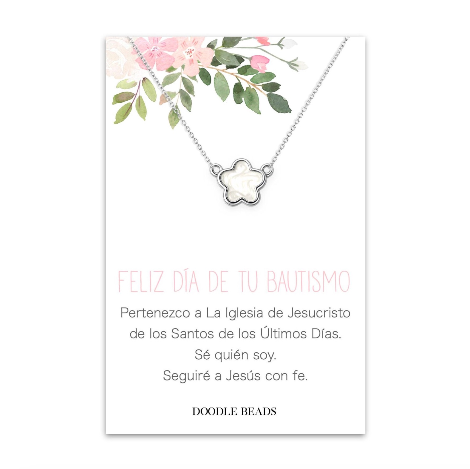Spanish Happy Baptism Flower Necklace, , large image number 2