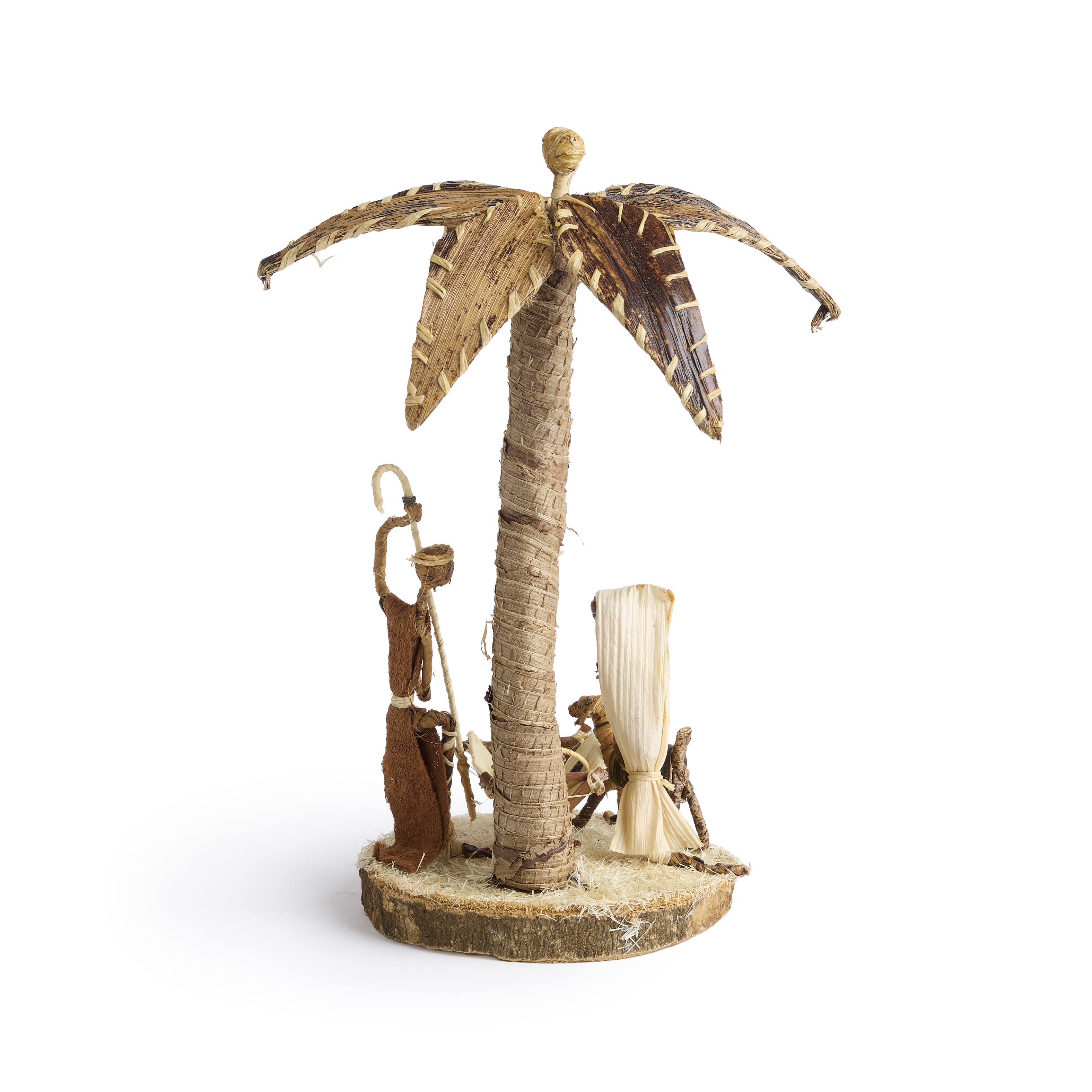 Kenya Holy Family with Palm Tree Banana Fiber Nativity, , large image number 2