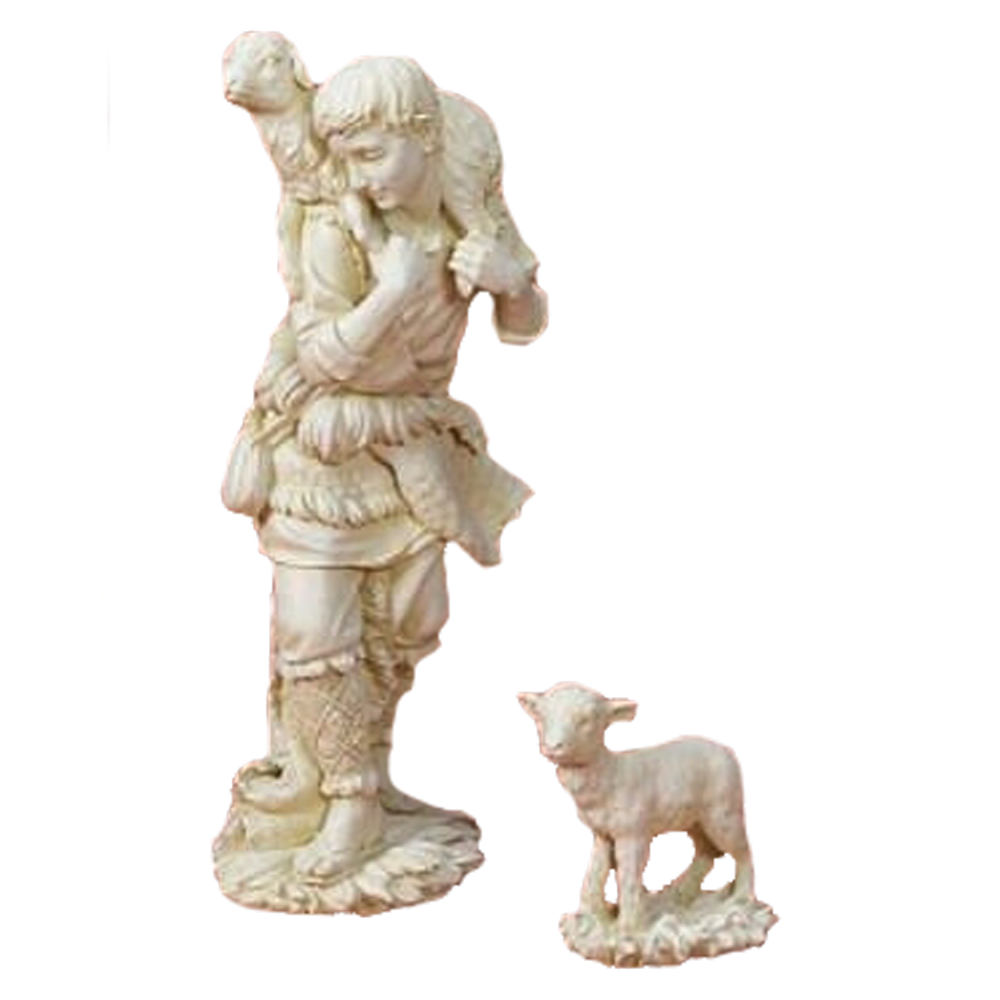 Ivory-Colored Shepherd Resin Nativity Statue