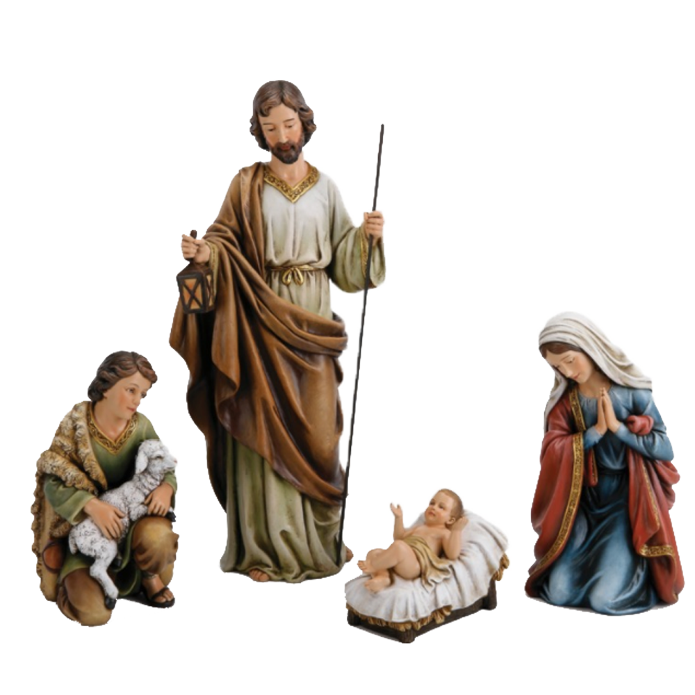 Holy Family and Shepherd Resin Nativity