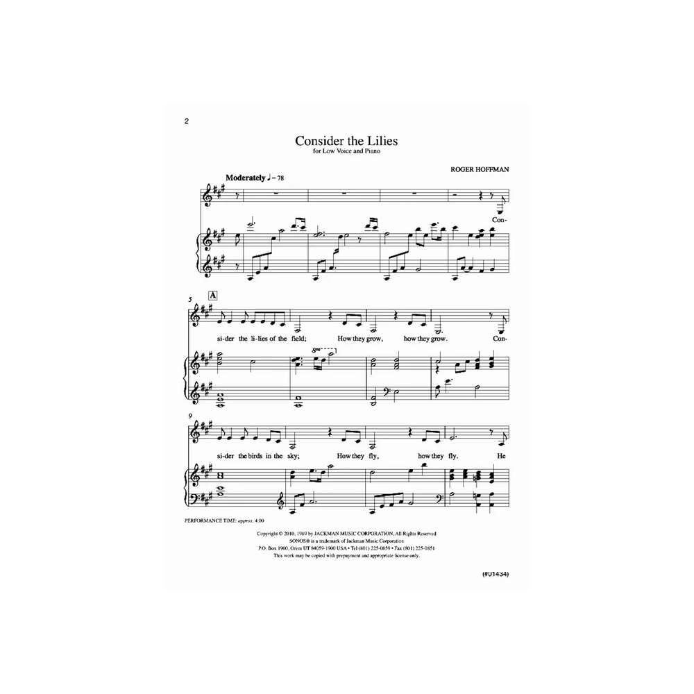 Consider the Lilies, Vocal Solo - Low Voice Sheet Music, , large