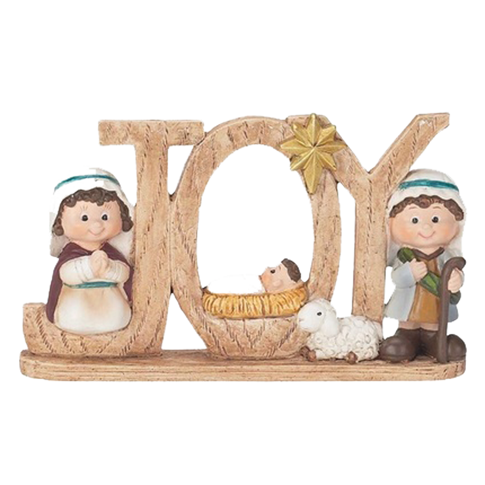 "Joy" Holy Family Resin Nativity Letters