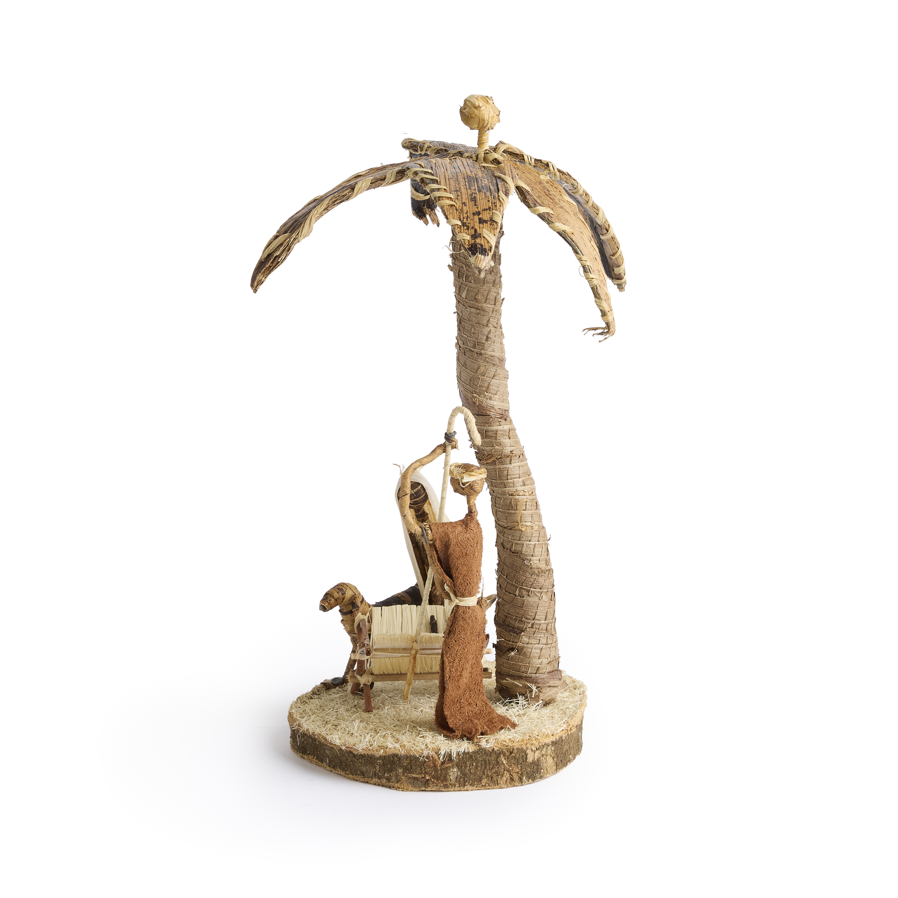 Kenya Holy Family with Palm Tree Banana Fiber Nativity, , large
