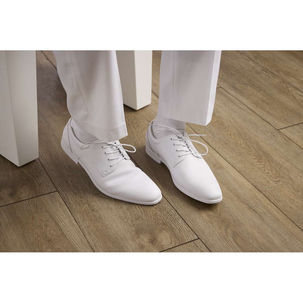 Men's White Lace Up Leather Temple Shoe Men's White Lace Up Leather Temple Shoe