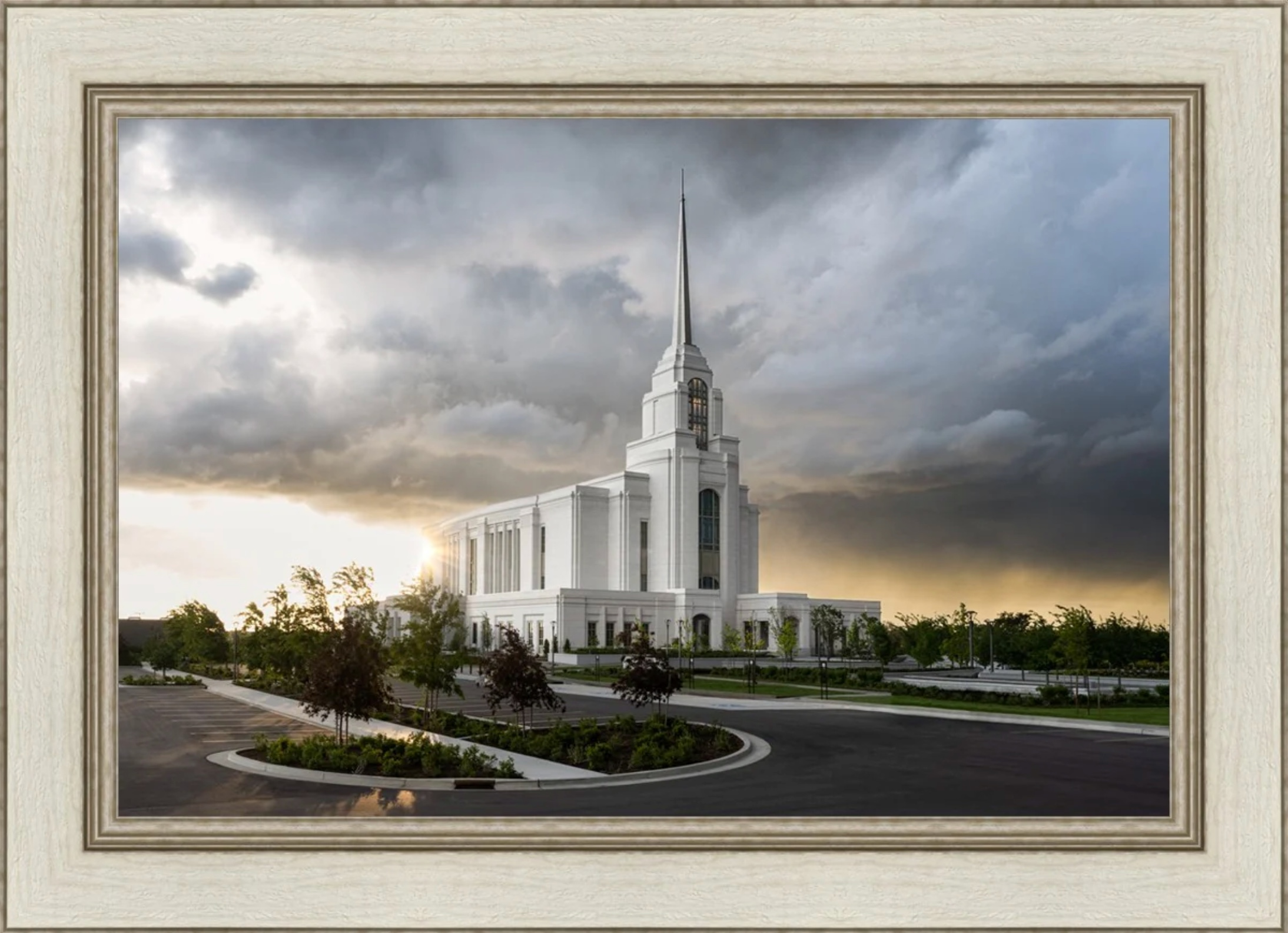 Syracuse Utah Temple - Safety in the Storm (26x36 Framed Canvas Print)