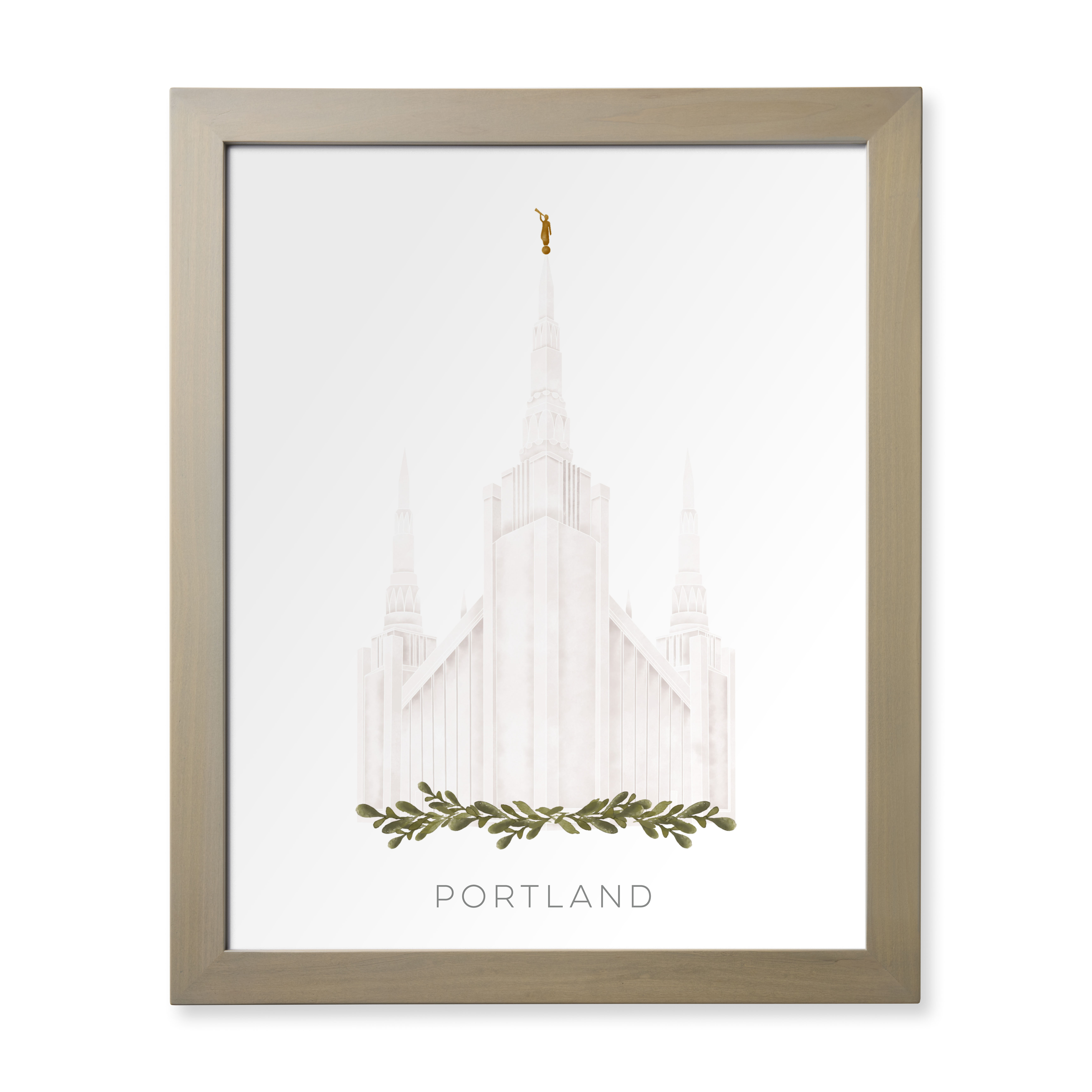 Portland Oregon Temple (28x34 Framed Paper Print)