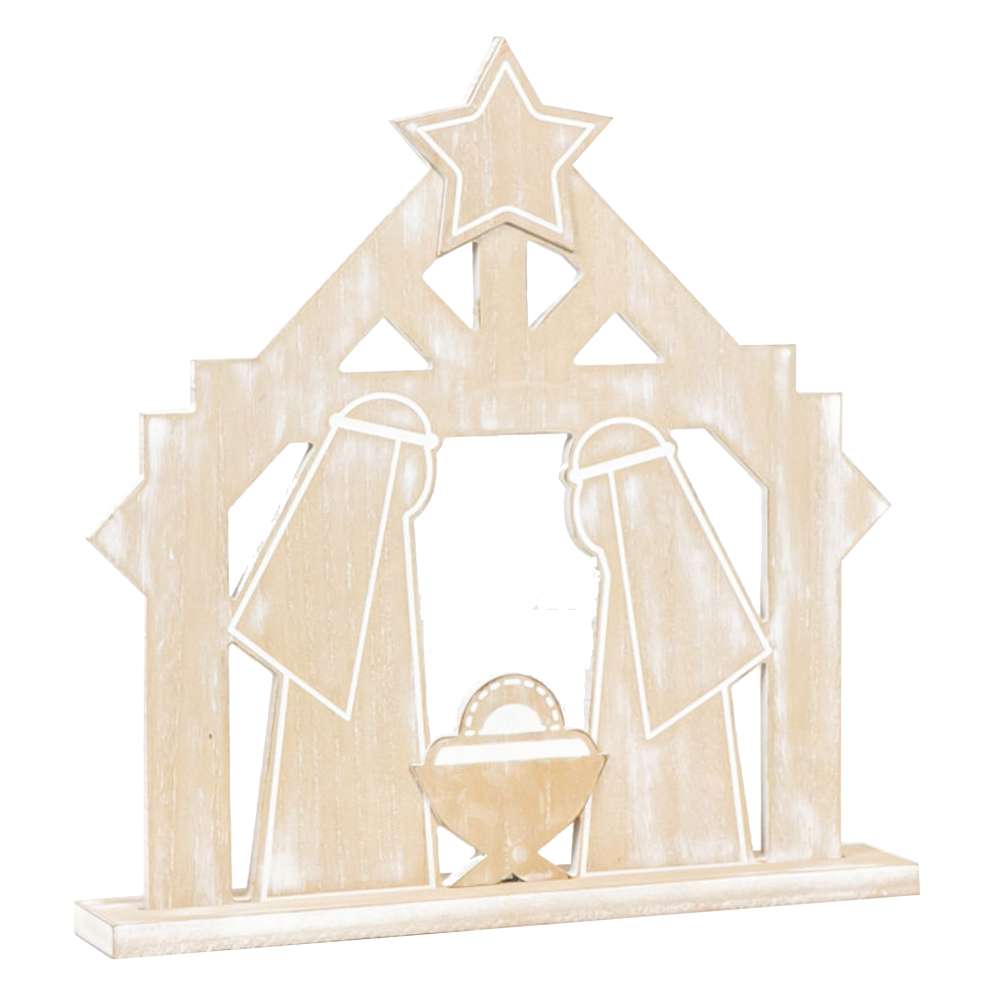 Narrow Mango Wood Cutout Nativity, , large image number 1
