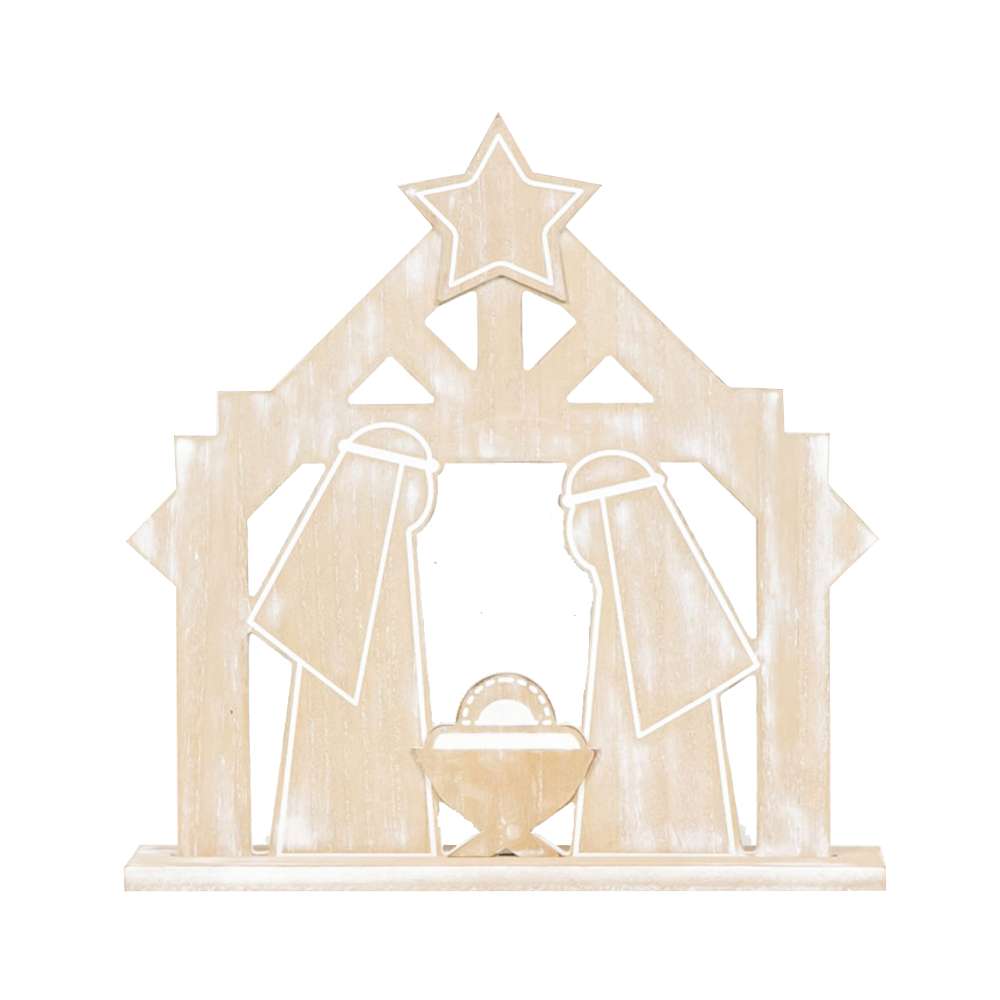 Narrow Mango Wood Cutout Nativity, , large image number 0